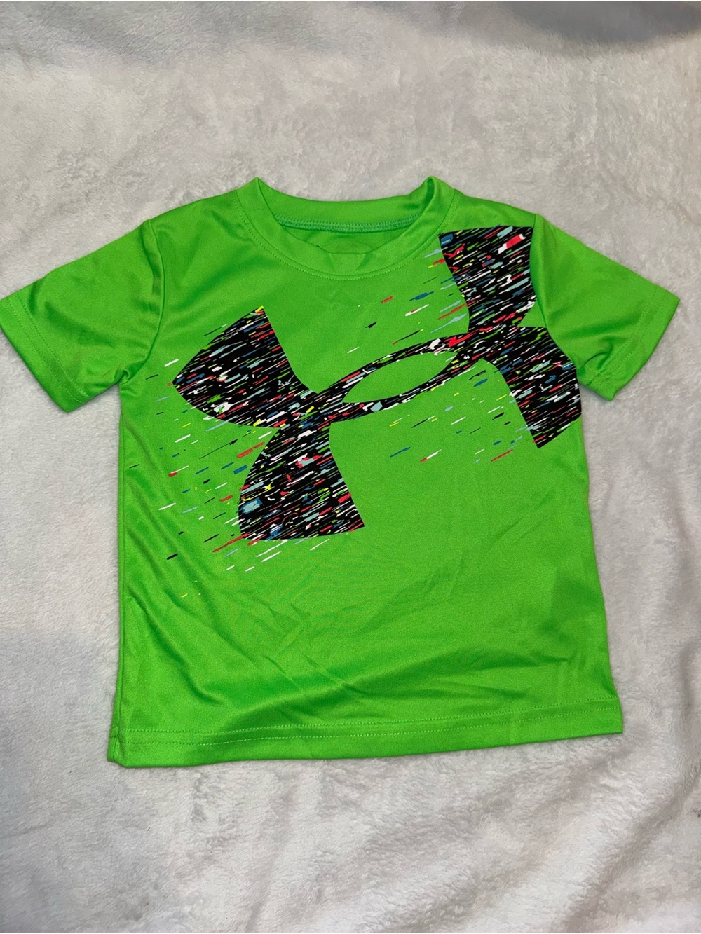 Under Armour Bright Green Tee with Multicolor Logo-24 months